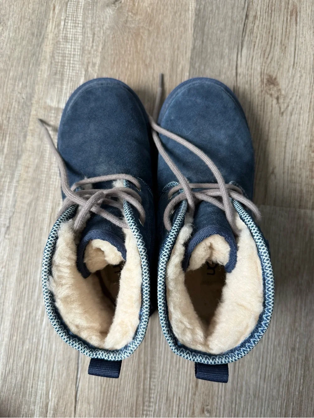 UGG KIDS Neumel Boots Tread Lite Suede Boots Sherpa Comfy Navy Blue Size Kids 4